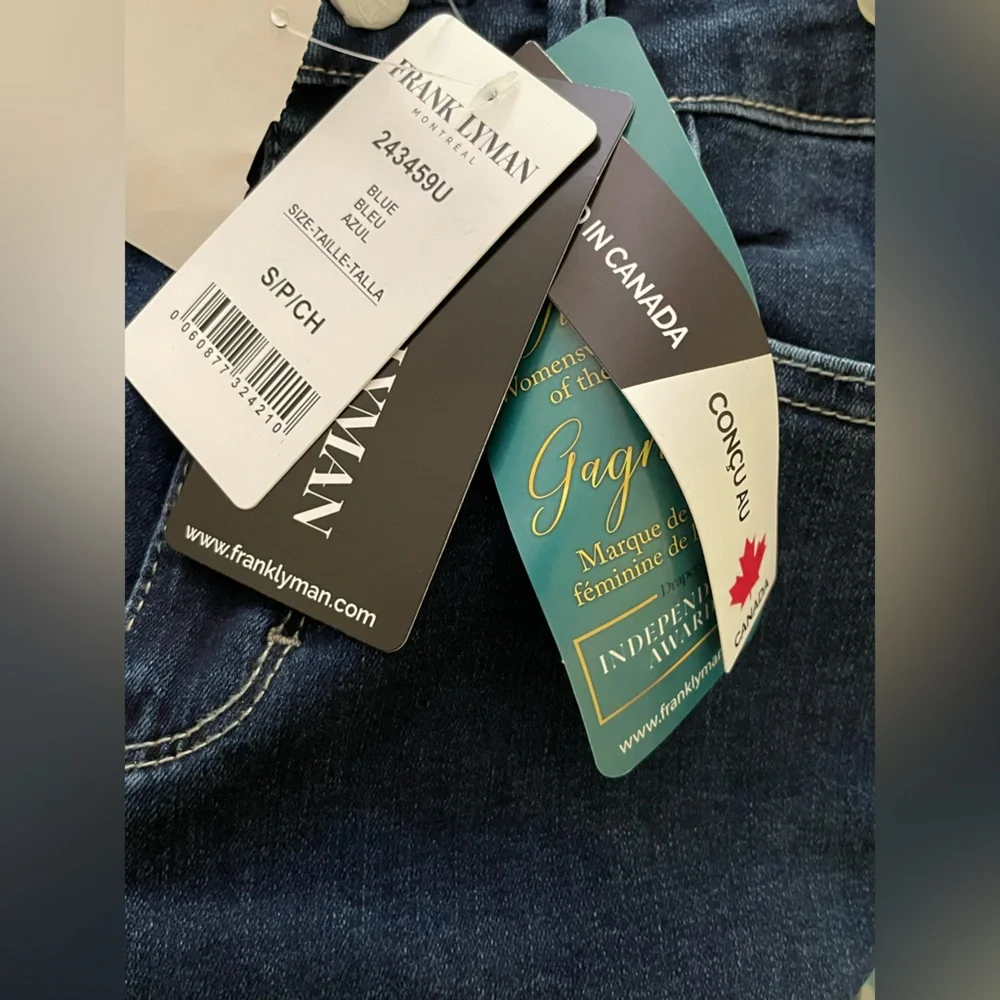 Sz S Frank Lyman Design Blue Embroidered Straight Leg Jeans - Picture 14 of 15